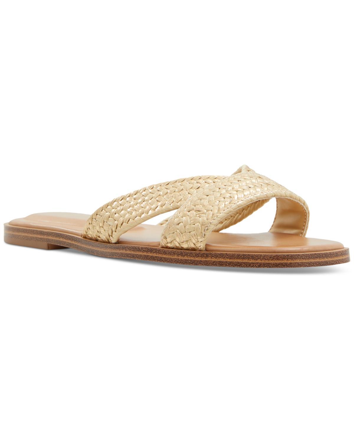 Aldo Womens Caria Raffia Crisscross Slide Flat Sandals Product Image