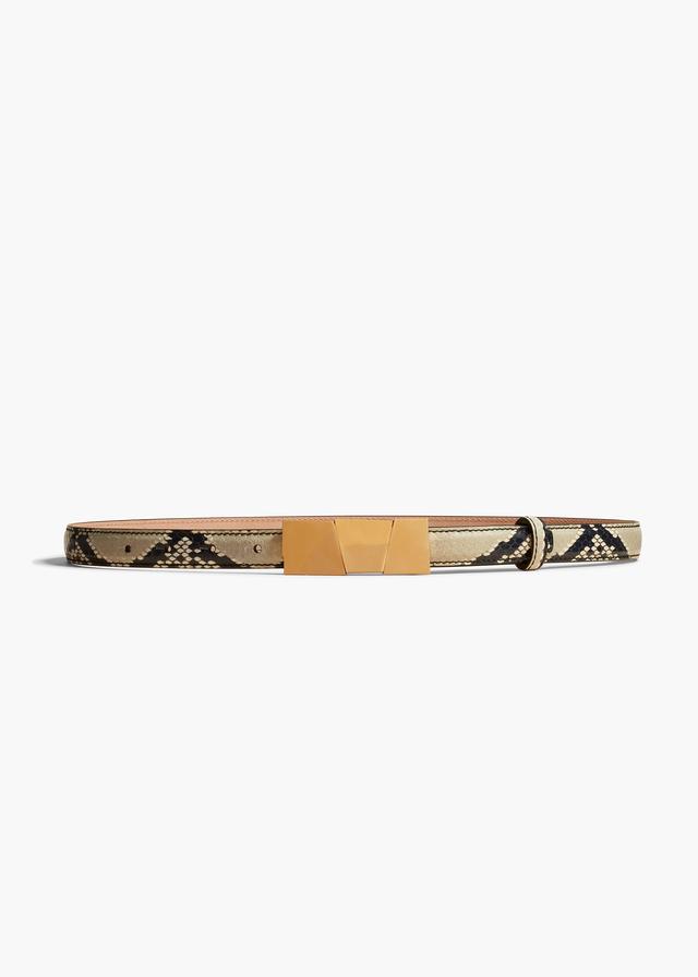 Small Axel Belt in Natural Python-Embossed Leather with Antique Gold Product Image