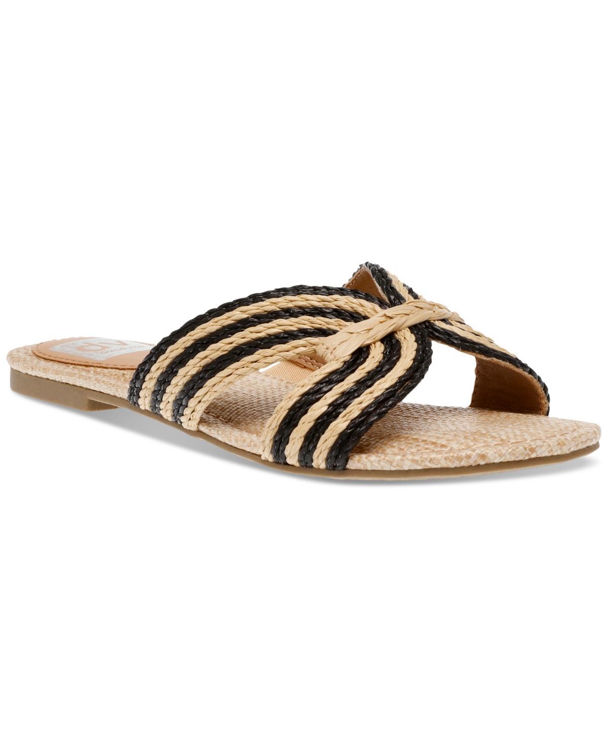 Dv Dolce Vita Womens Geeya Raffia Criss Cross Strap Flat Slide Sandals Product Image