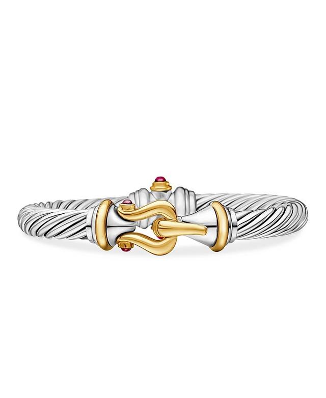 David Yurman Sterling Silver & 18K Yellow Gold Cable Buckle Bracelet with Rhodalite Garnet Product Image