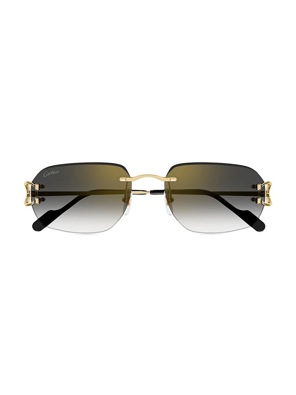 Womens C Decor 58MM 24K-Gold-Plated Metal Rimless Pilot Sunglasses Product Image