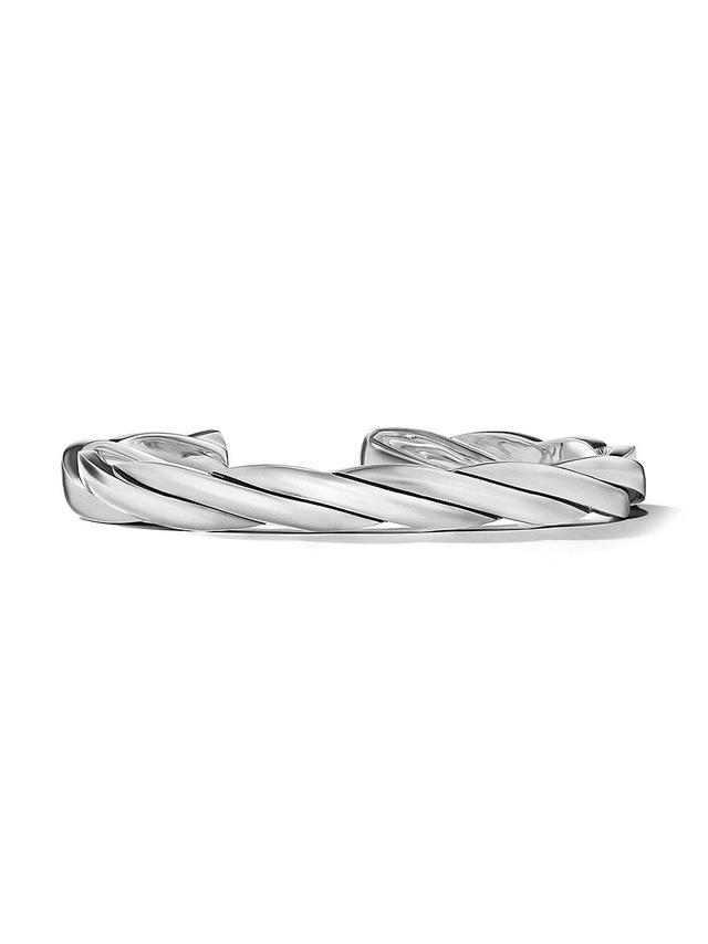 David Yurman Mens Sterling Silver Dy Helios Twisted Cuff Bangle Bracelet Product Image