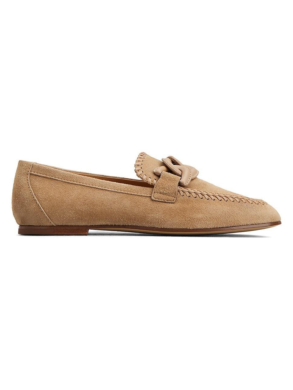 Womens Logo-Accented Suede Loafers product image