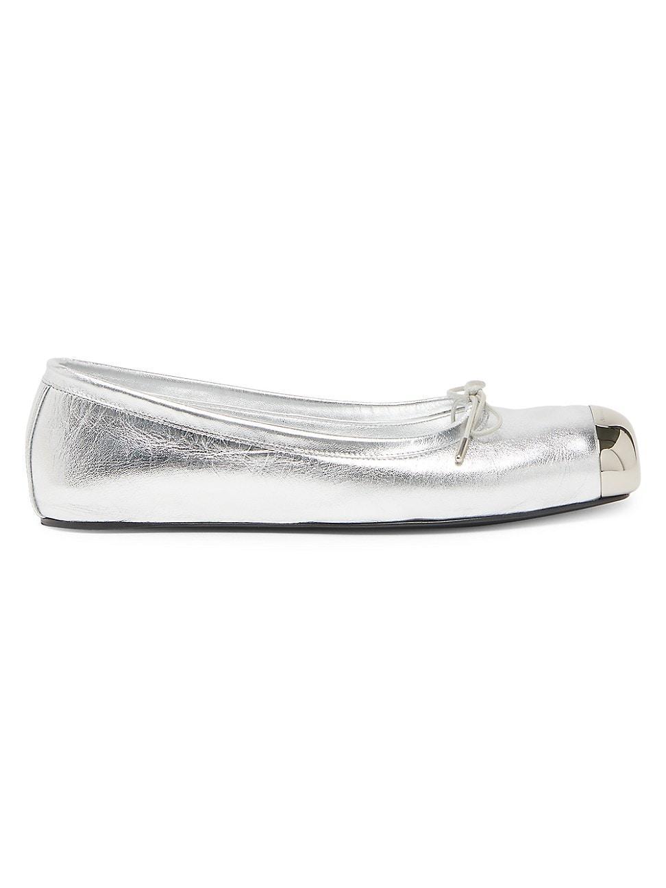 Punk Metallic Cap-Toe Ballerina Flats Product Image