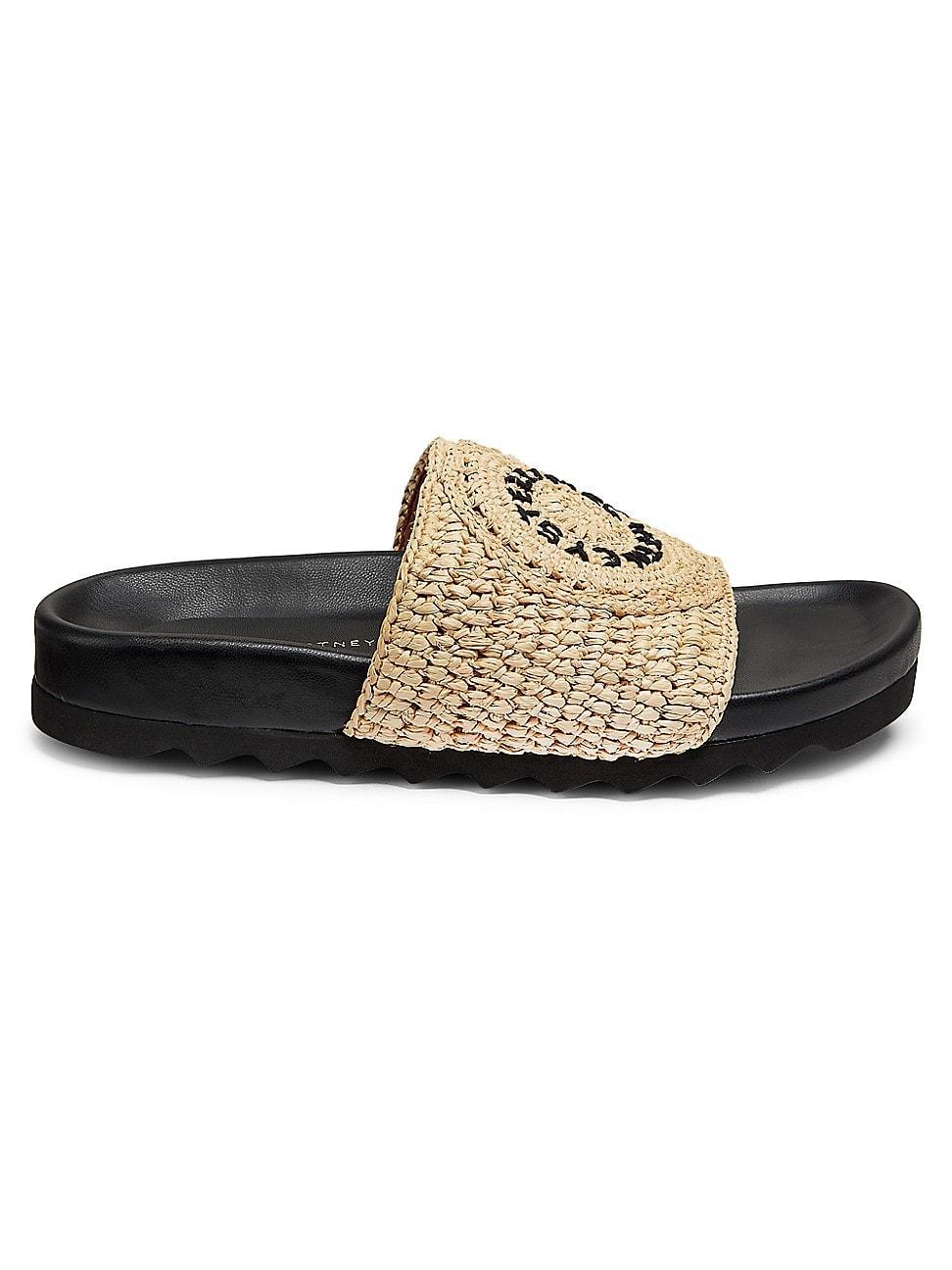 Womens Elyse Logo Raffia Slides Product Image