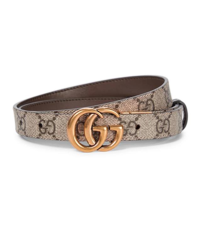 Brown Gg Marmont Leather Belt In Red Product Image