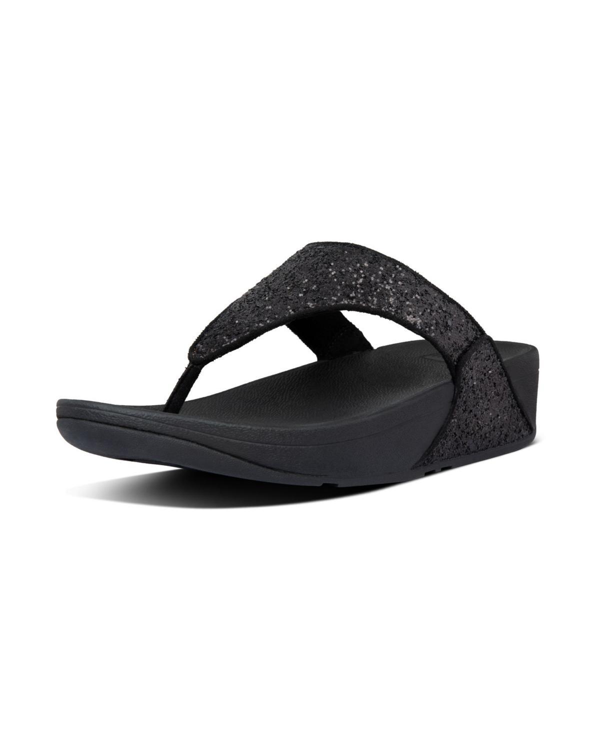 FitFlop Lulu Glitter Toe-Thongs (Black Glitter) Women's  Shoes Product Image