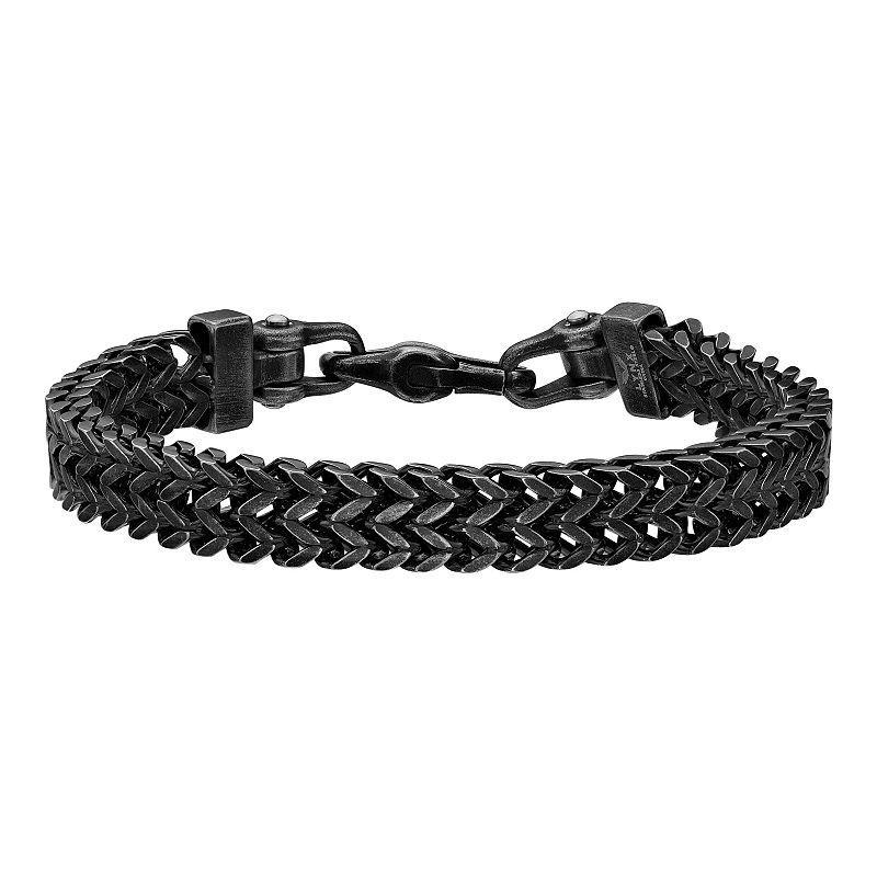 Mens LYNX Black Ion-Plated Stainless Steel Franco Chain Bracelet Product Image