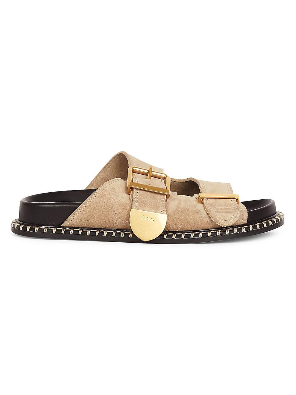 Rebecca Suede Dual-Buckle Slide Sandals Product Image