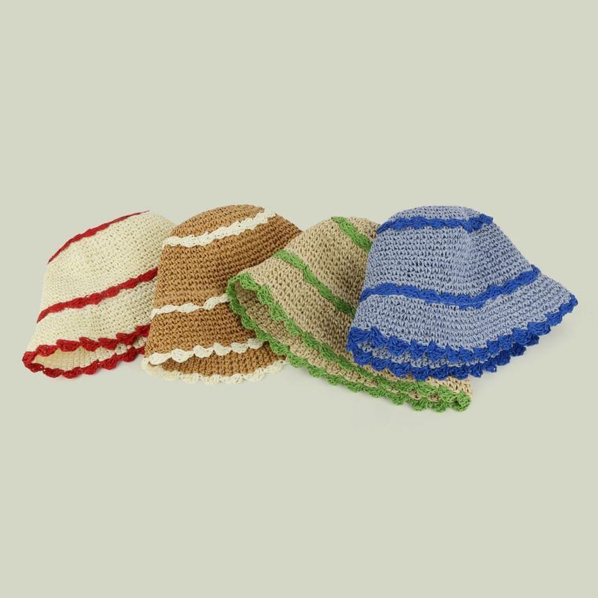 Contrast Trim Straw Bucket Hat Product Image