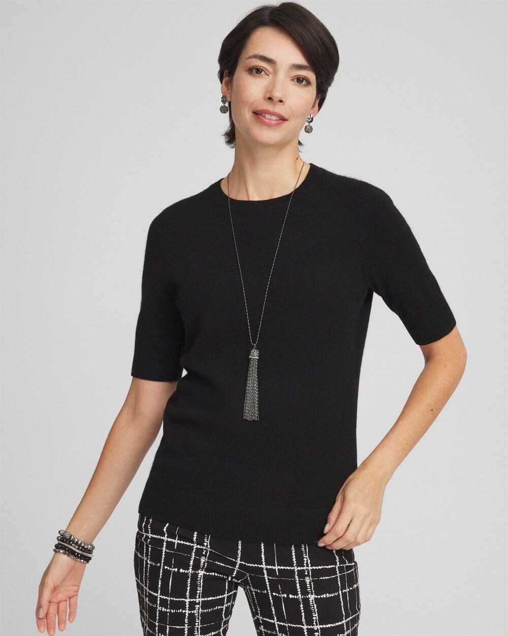 Women's Cashmere Short Sleeve Sweater Product Image