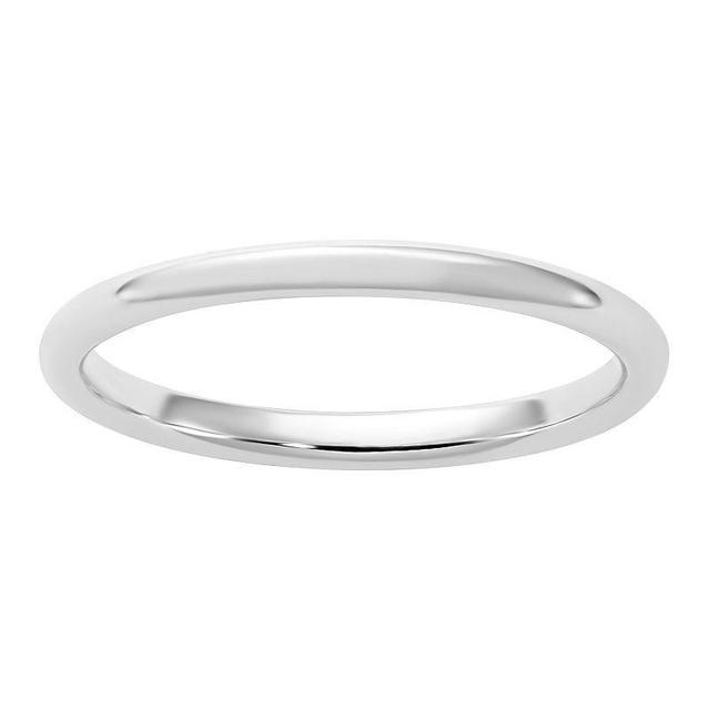 Platinum Half-Round Wedding Band, Womens Silver Tone Product Image