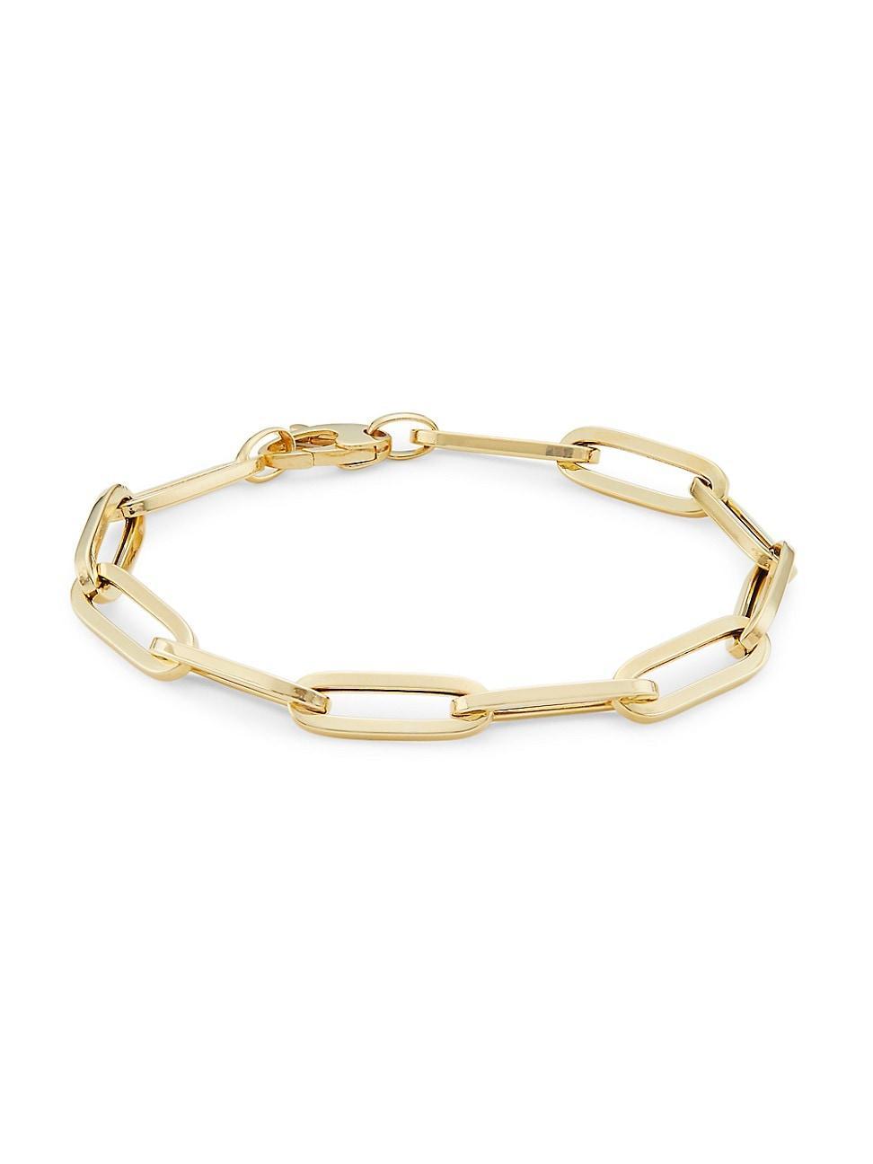 Womens 14K Yellow Gold Paper-Clip-Chain Bracelet Product Image