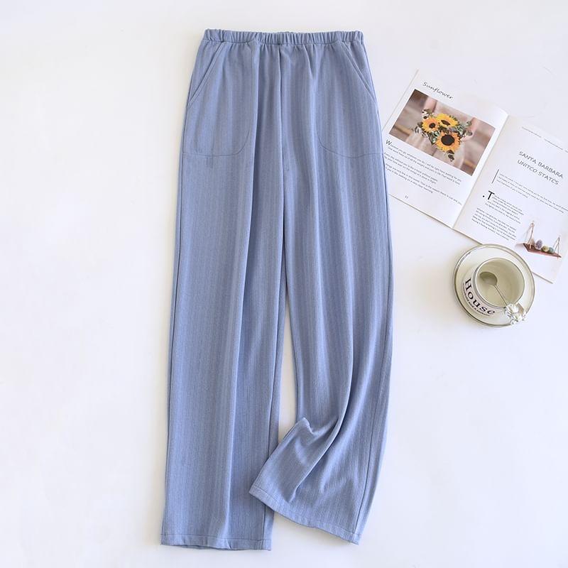 Couple Matching High Waist Striped Wide Leg Pants (Various Designs) Product Image