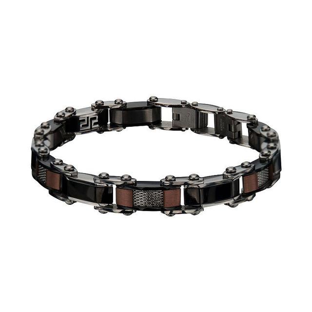 Mens Black & Brown Stainless Steel Reversible Link Bracelet Multicolor Product Image