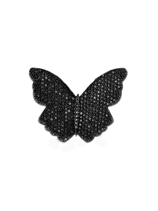 Womens Black-Rhodium-Plated & 3.92 TCW Diamond Butterfly Ring Product Image