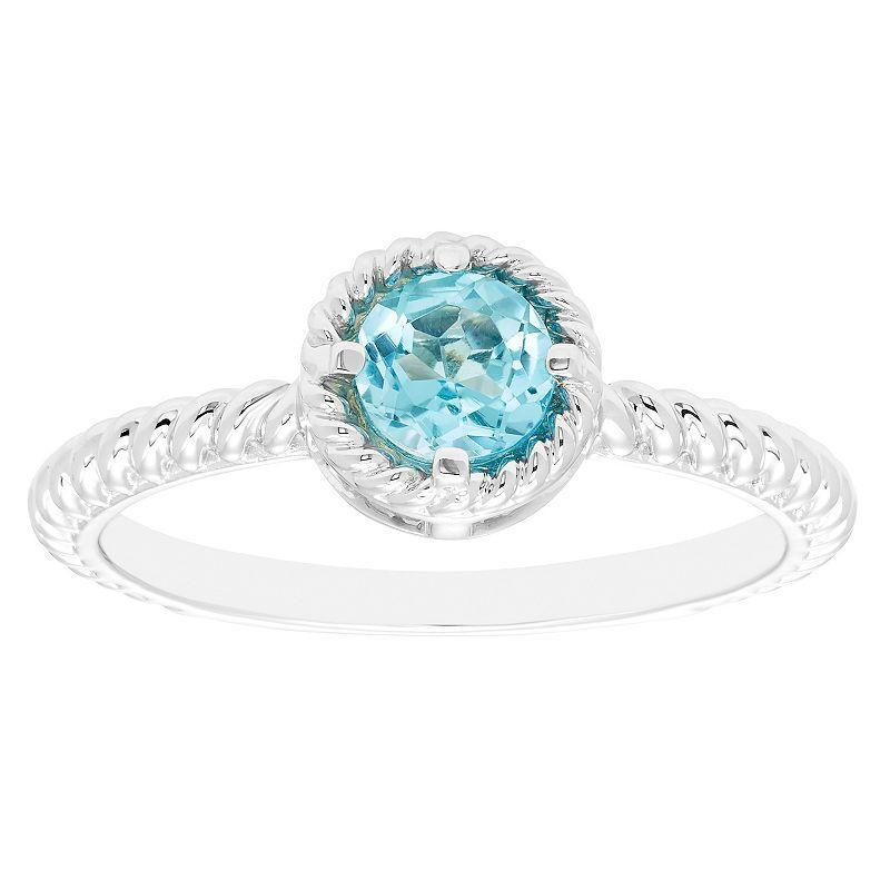 Boston Bay Diamonds Sterling Silver Genuine Blue Topaz Rope Halo Stacking Ring, Womens Product Image