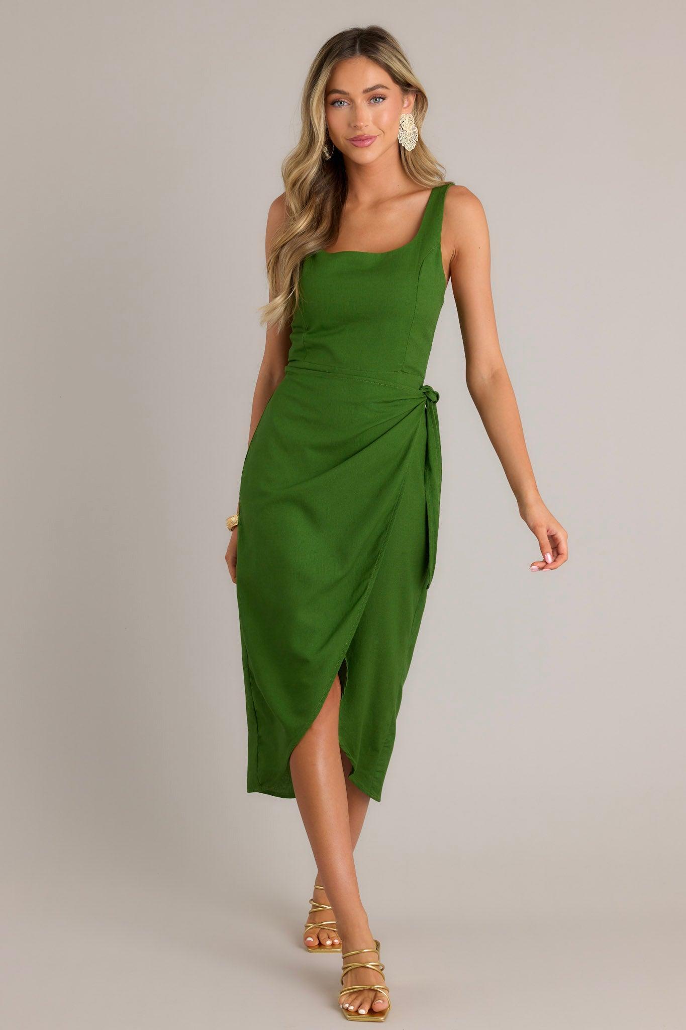 Cardinal Couture Green Midi Wrap Dress Product Image