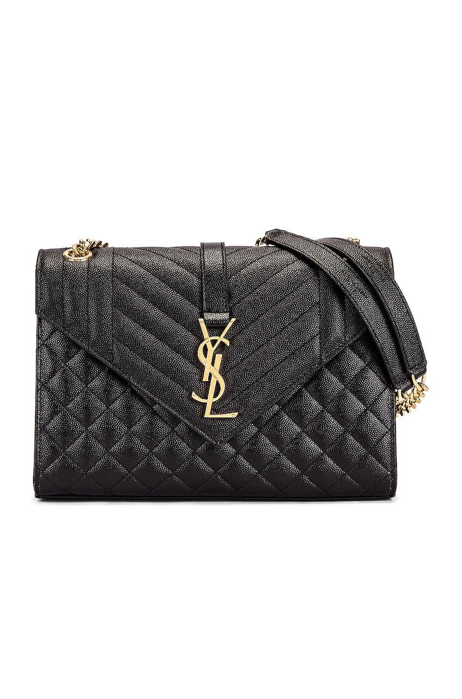 Saint Laurent Medium Tri-Quilt Envelope Chain Bag in Black Product Image