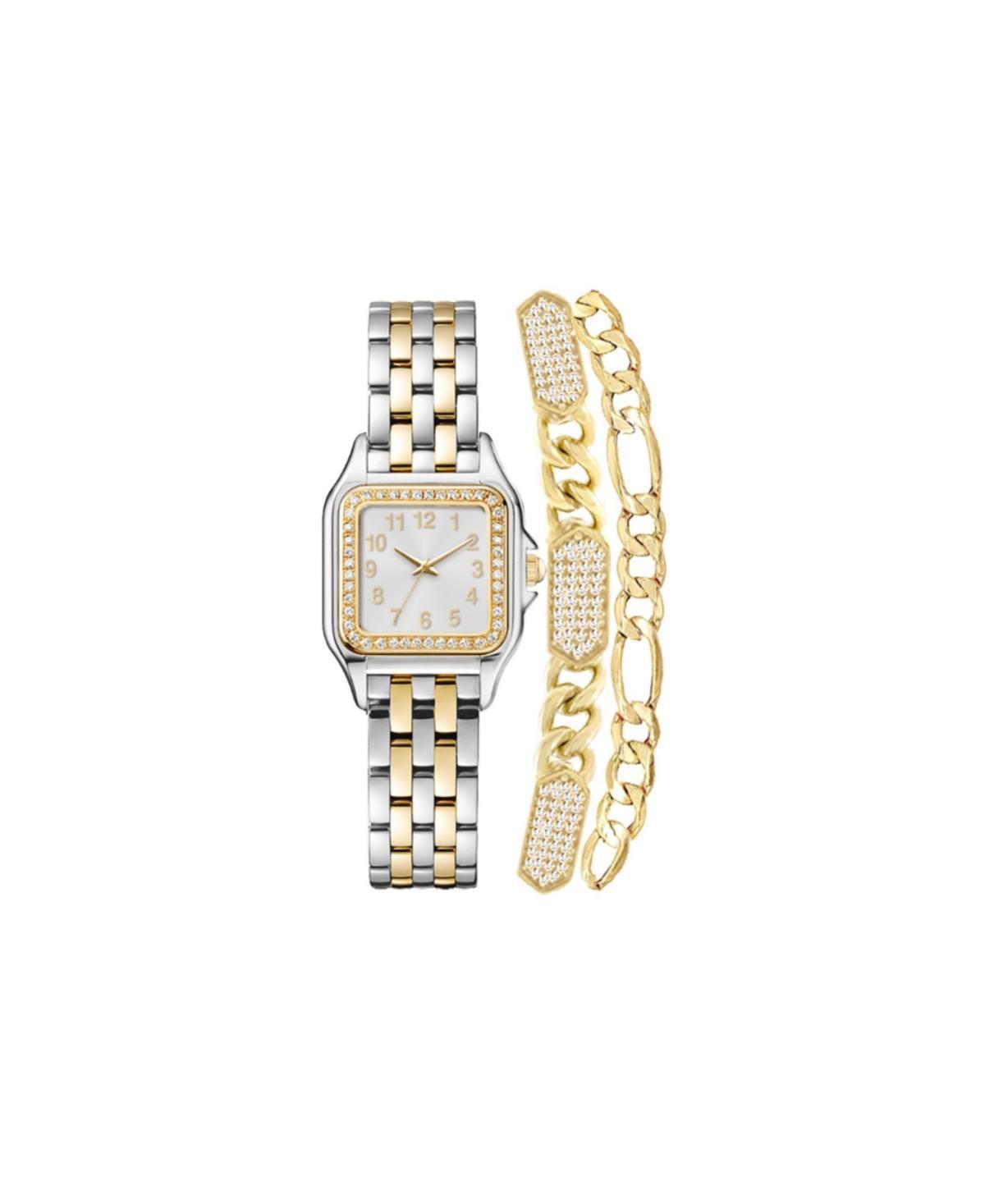 Jessica Carlyle Womens Analog Silver-Tone and Gold-Tone Metal Alloy Watch 26mm and, 3 Pieces - Shiny Silver Product Image