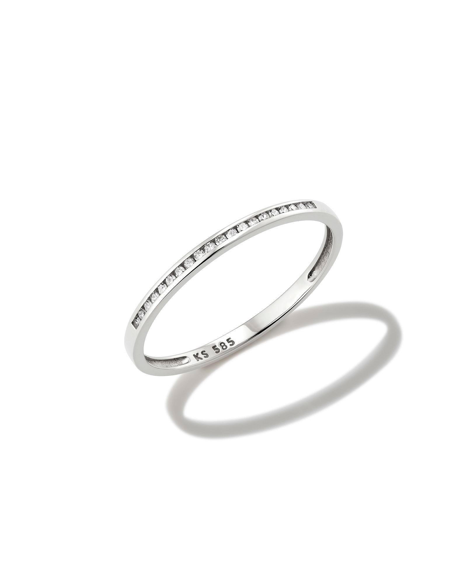 Carey 14k White Gold Band Ring in White Diamond Product Image