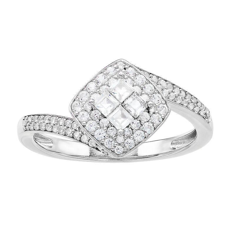 10k White Gold 1/2 Carat T.W. Diamond Square Cluster Ring, Womens Product Image