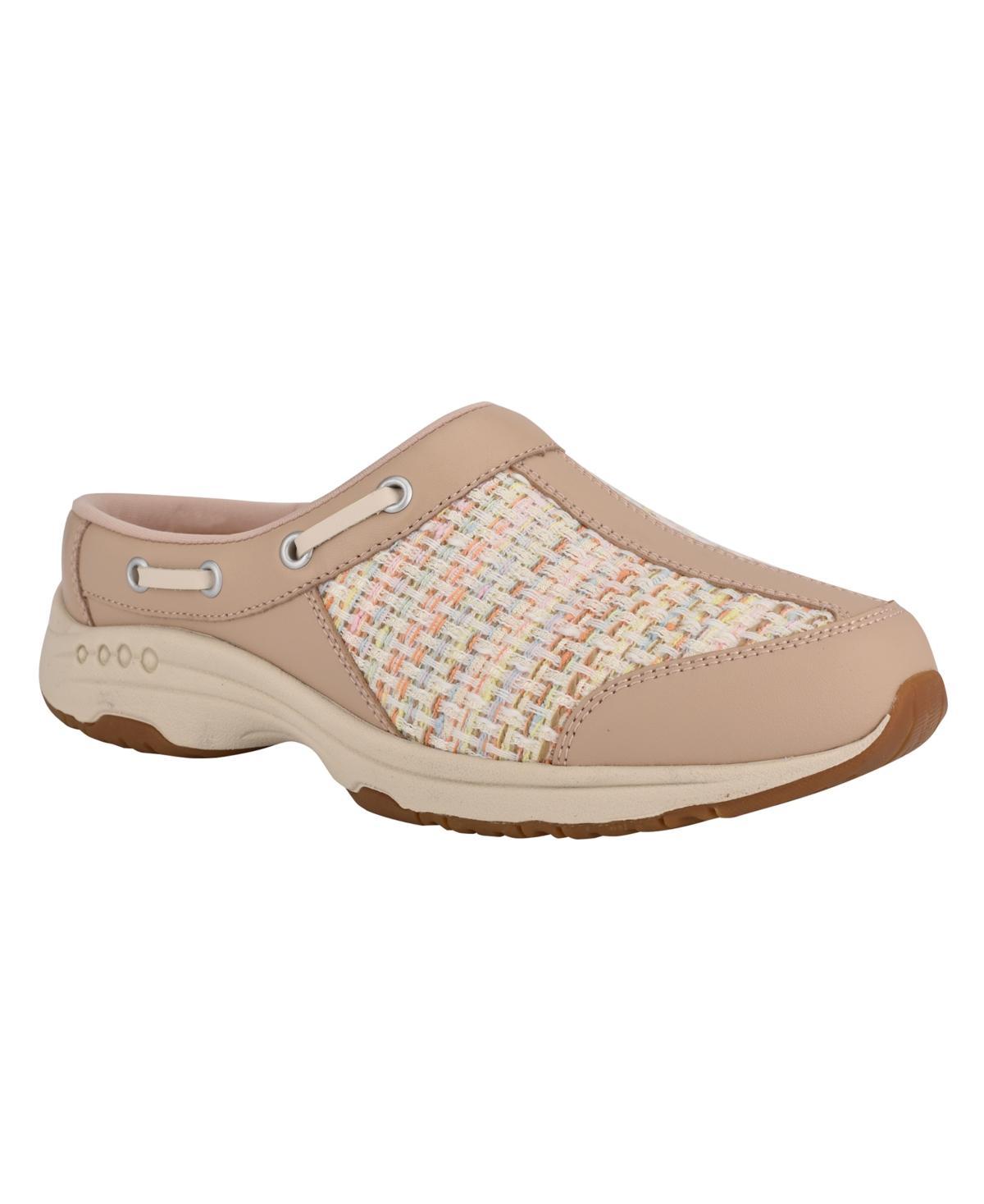 Easy Spirit Womens Travelport Round Toe Casual Slip-on Mules - Light Blue Woven Multi - Leather Product Image