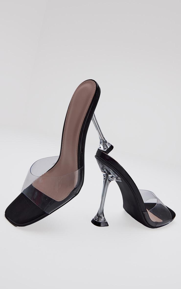 Black Clear Heel Mule Sandals Product Image