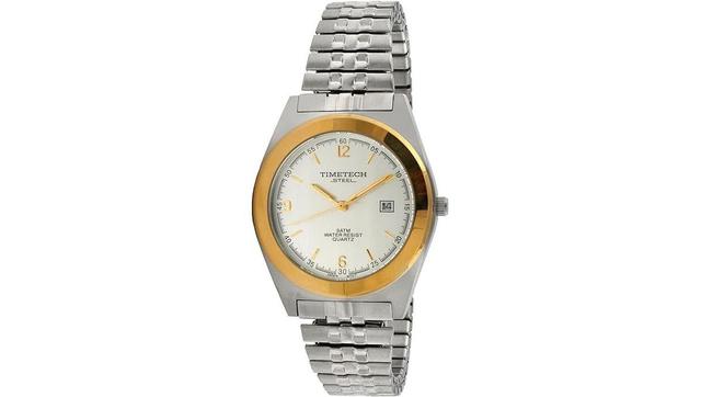 Timetech Mens Quartz Miyota Two-Tone Stainless Steel Expansion Watch - Silver Product Image