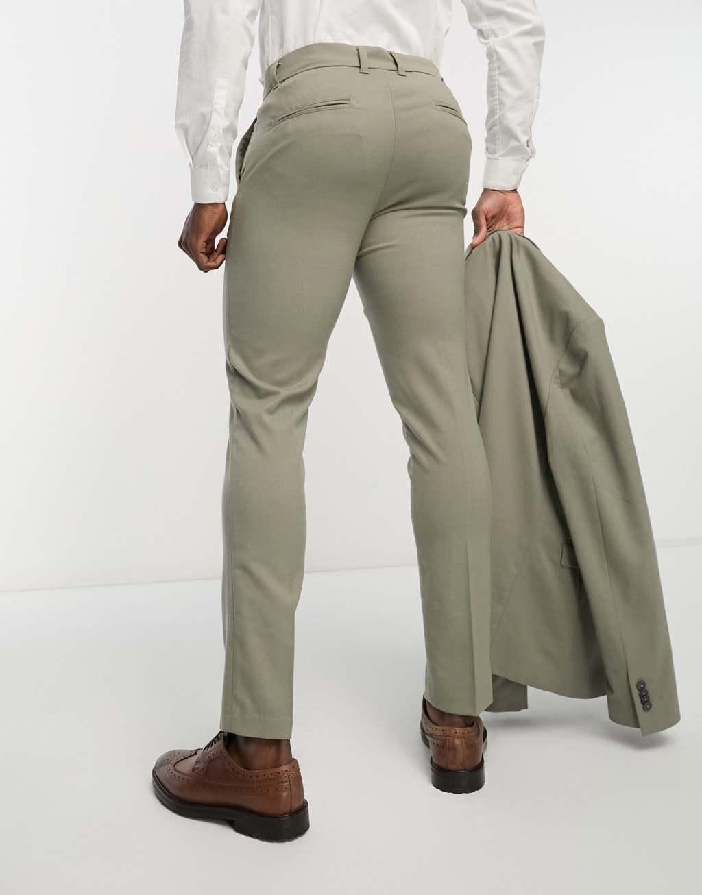 New Look skinny suit pants in sage Product Image