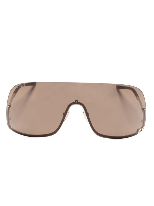 Square-g-motif Shield-frame Sunglasses In Gold Product Image