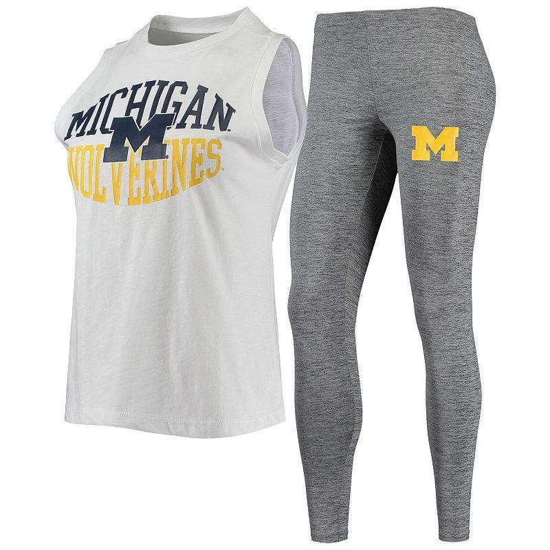 Womens Concepts Sport Charcoal/White Michigan Wolverines Tank Top & Leggings Sleep Set Product Image