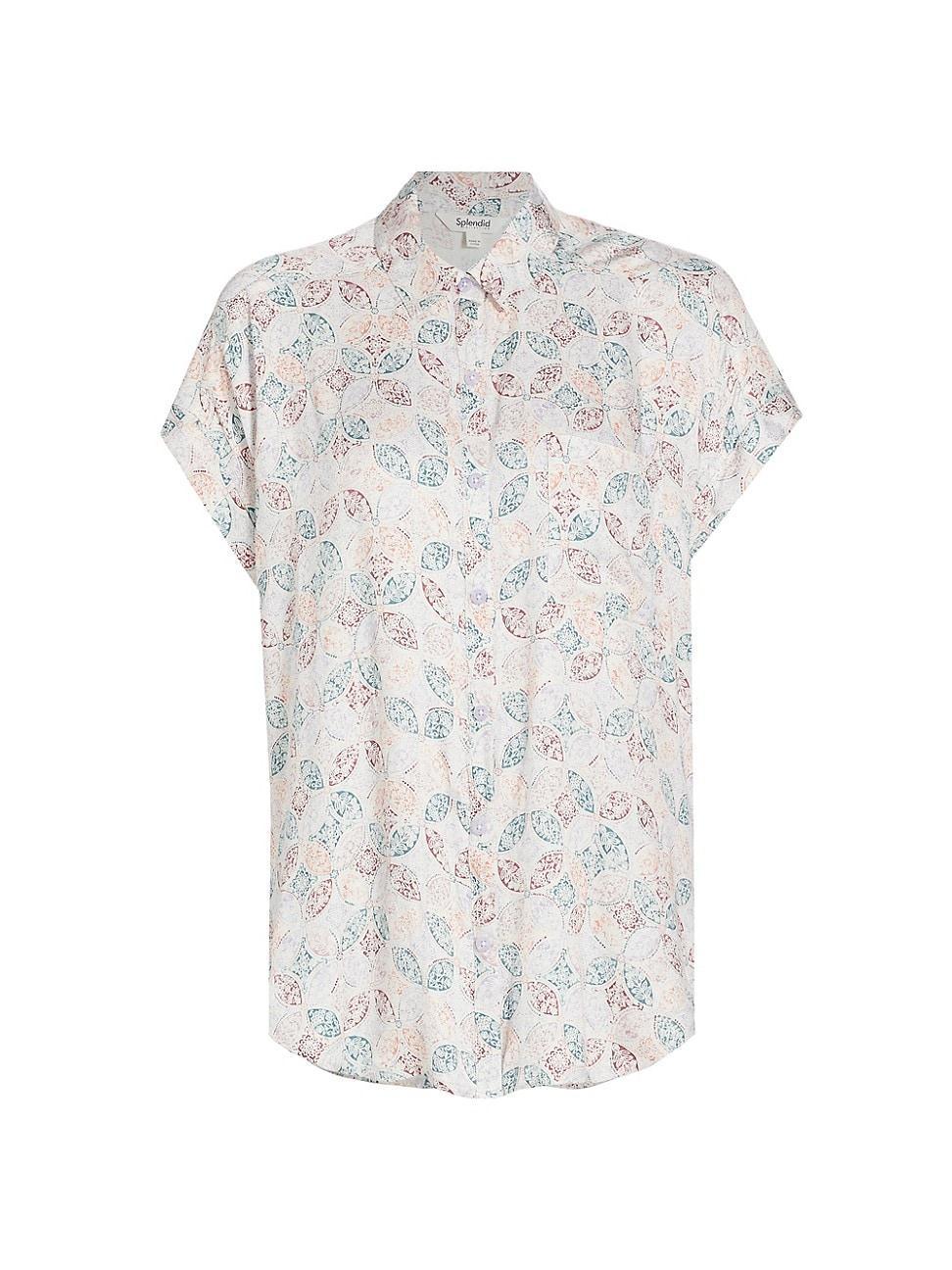 Womens Kathryn Geometric Short-Sleeve Shirt Product Image