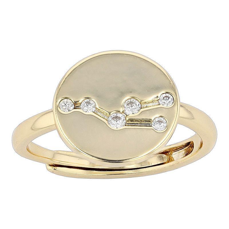 City Luxe Horoscope Cubic Zirconia Disk Horoscope Adjustable Ring, Womens, Gold Tone Capricorn Product Image