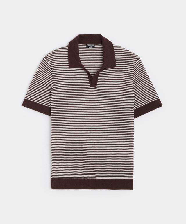 Premium Cashmere Montauk Polo in Umber Stripe Product Image