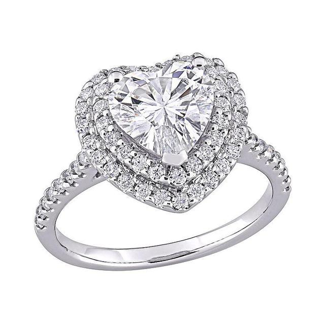 Stella Grace 10k White Gold 2 5/8 Carat T.W. Lab-Created Moissanite Heart Engagement Ring, Womens Product Image