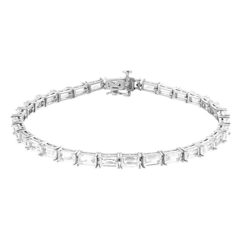 Sterling Silver Lab-Created White Sapphire Bracelet, Womens Product Image