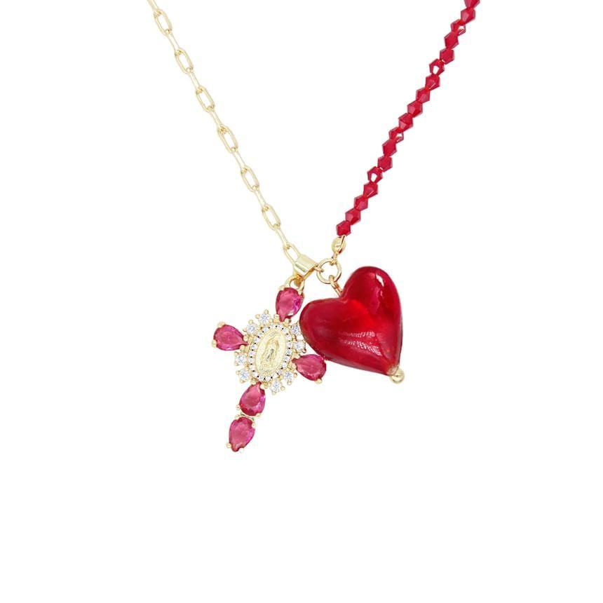 Cross Faux Crystal Pendant Alloy Necklace Product Image