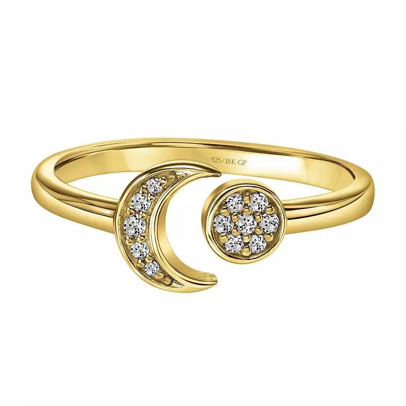 18k Gold Over Silver Diamond Accent Moon Open Band Ring, Womens Two Tone Product Image