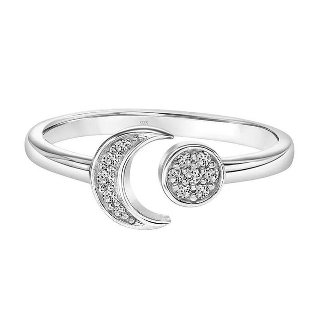 18k Gold Over Silver Diamond Accent Moon Open Band Ring, Womens Sterling Product Image