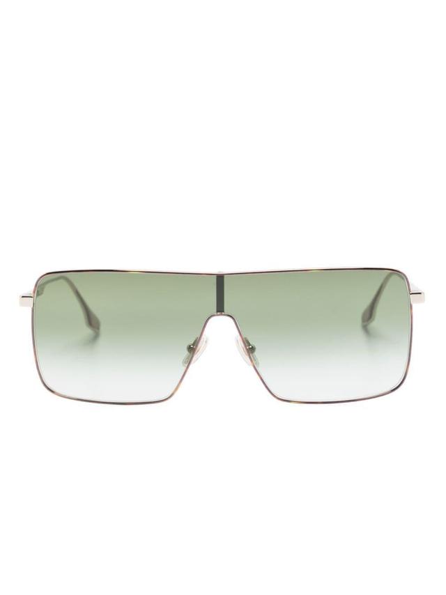 Shield-frame Tinted Sunglasses In Green Product Image