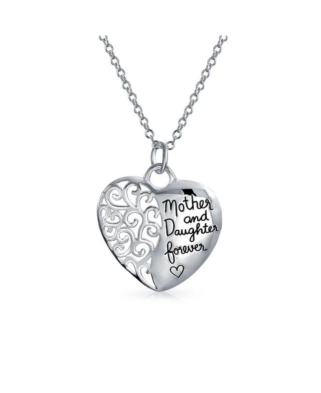 Bling Jewelry Personalized Scroll Heart Shape Inspirational Word Saying Mother Daughter Forever Heart Pendant Necklace For Women Mother Sterling Silve Product Image