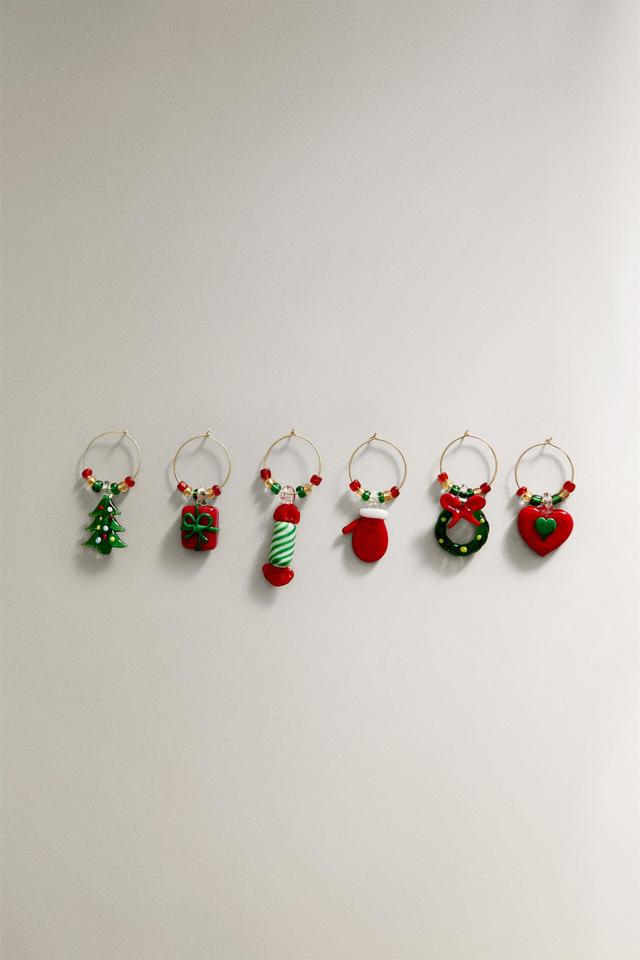 SET OF CHRISTMAS FIGURE GLASS CHARMS (SET OF 6) Product Image