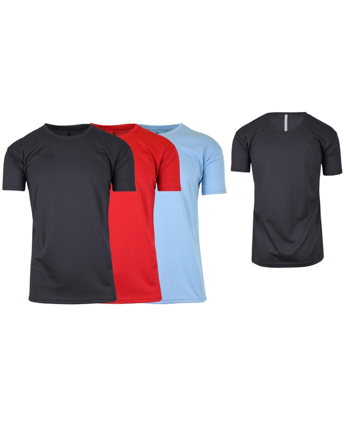 Galaxy By Harvic Mens Short Sleeve Moisture-Wicking Quick Dry Performance Tee, Pack of 3 - Navy/Red Product Image