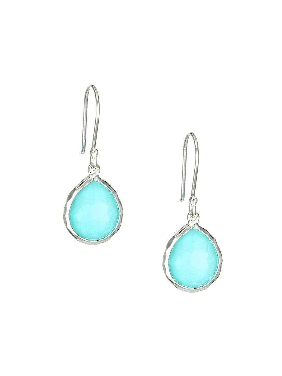 Womens Rock Candy Silver Turquoise Doublet & Sterling Silver Mini Teardrop Earrings Product Image