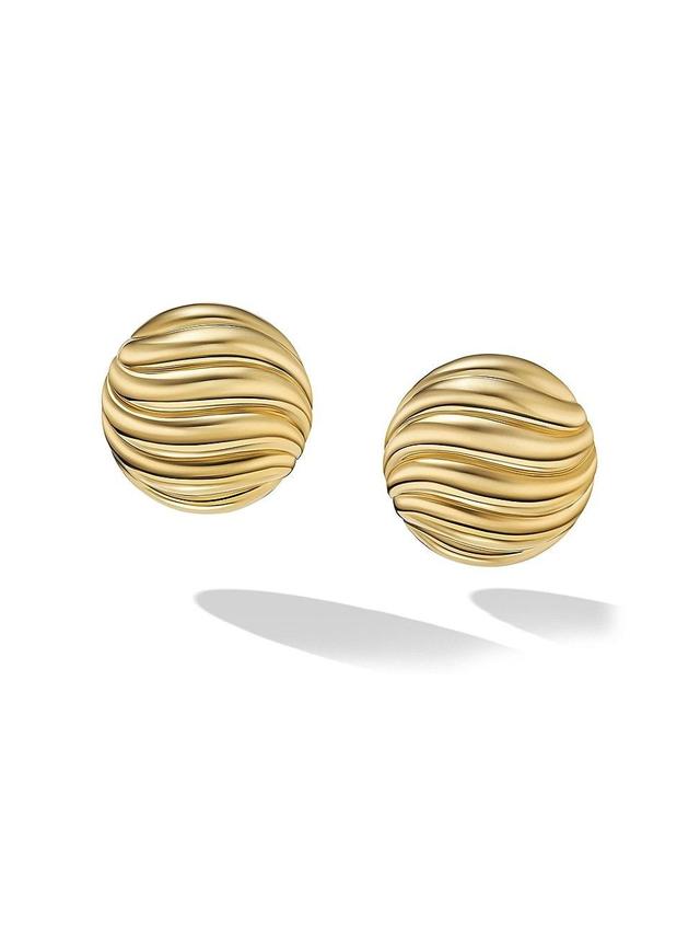 Womens Sculpted Cable Stud Earrings in 18K Yellow Gold, 14MM Product Image