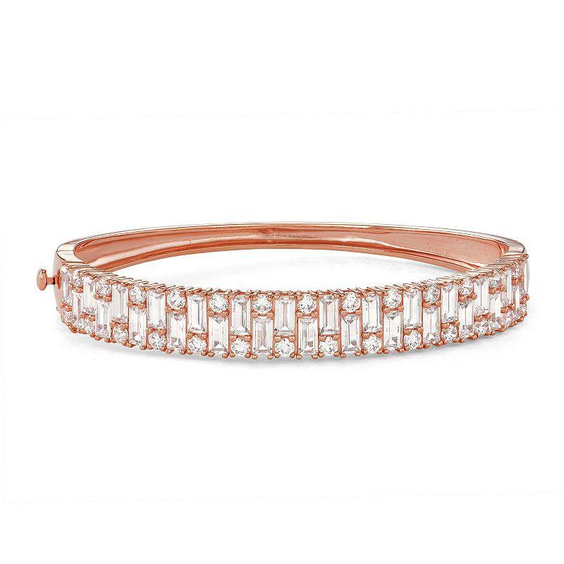 14k Rose Gold Over Silver Cubic Zirconia Bangle Bracelet, Womens Pink Tone Product Image