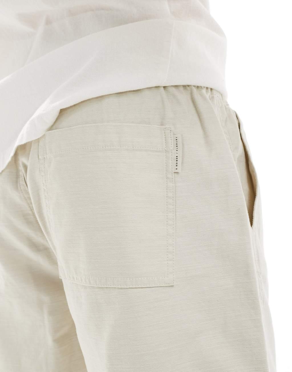 River Island pull on shorts in light beige Product Image