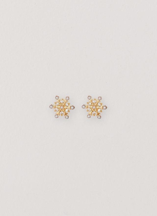 Crystal Snowflake Earring - Gold Product Image