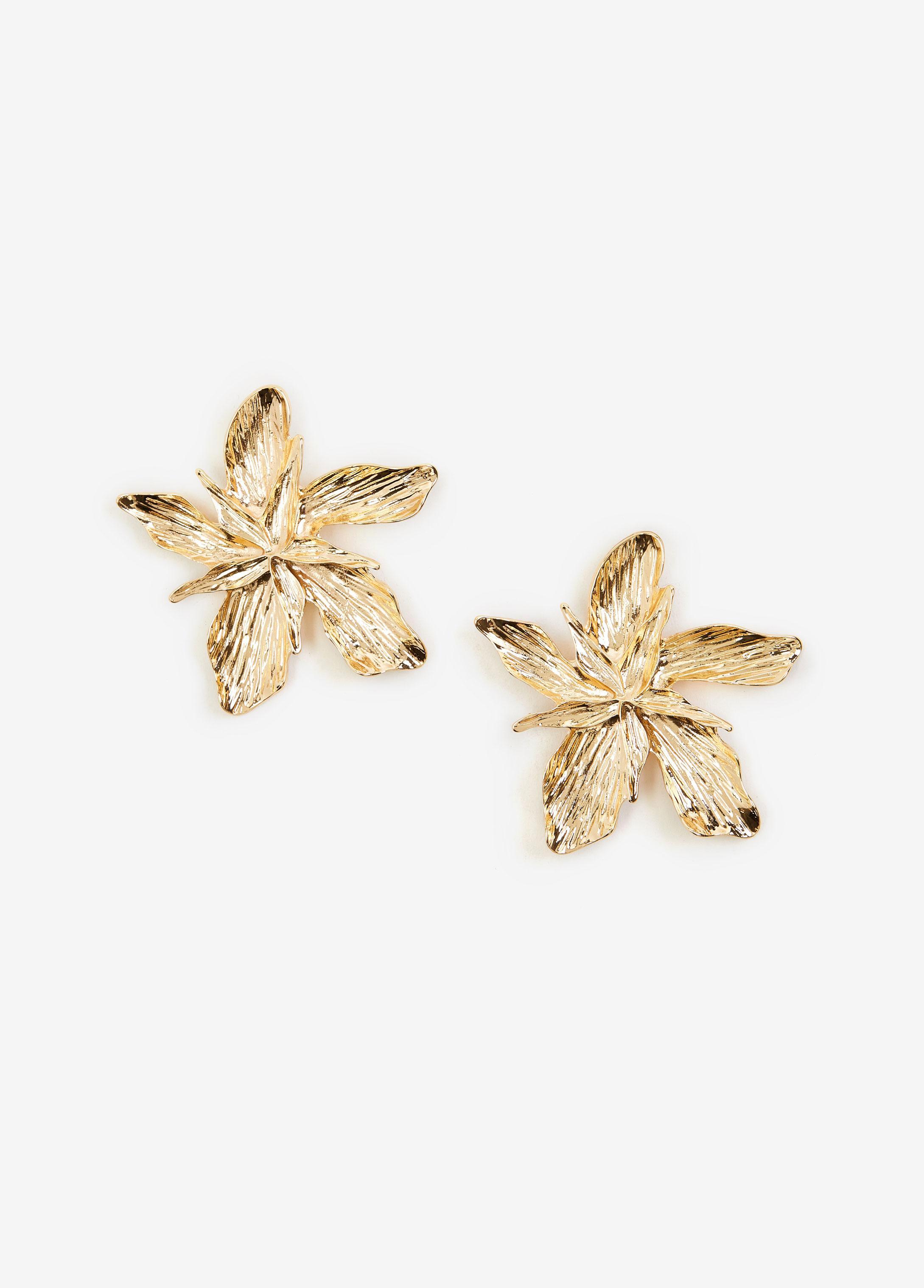 Gold Tone Textured Flower Earrings product image